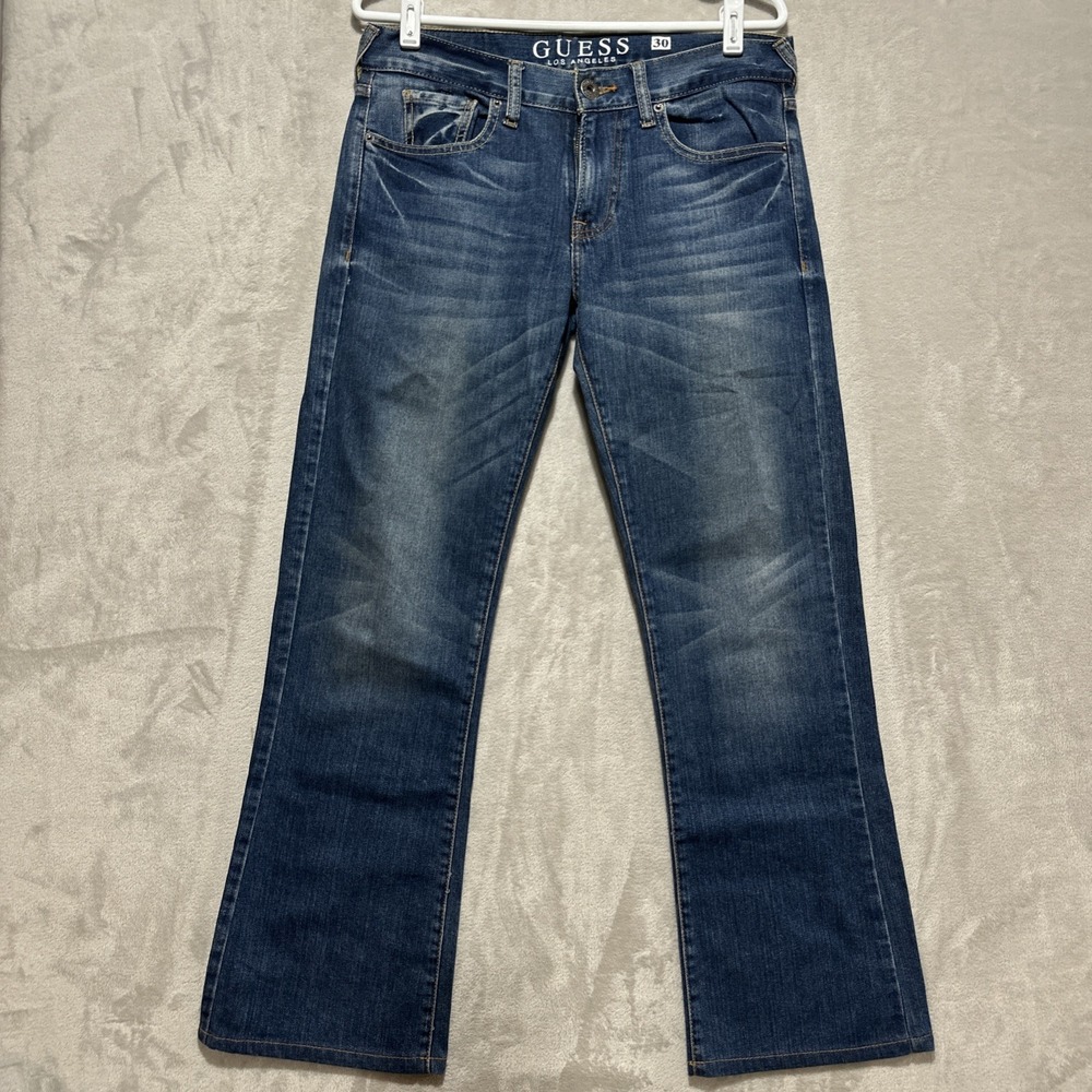 Guess Men's Flacon Slim Boot Mens Sz 30 Jeans Med Wash Blue Stretch